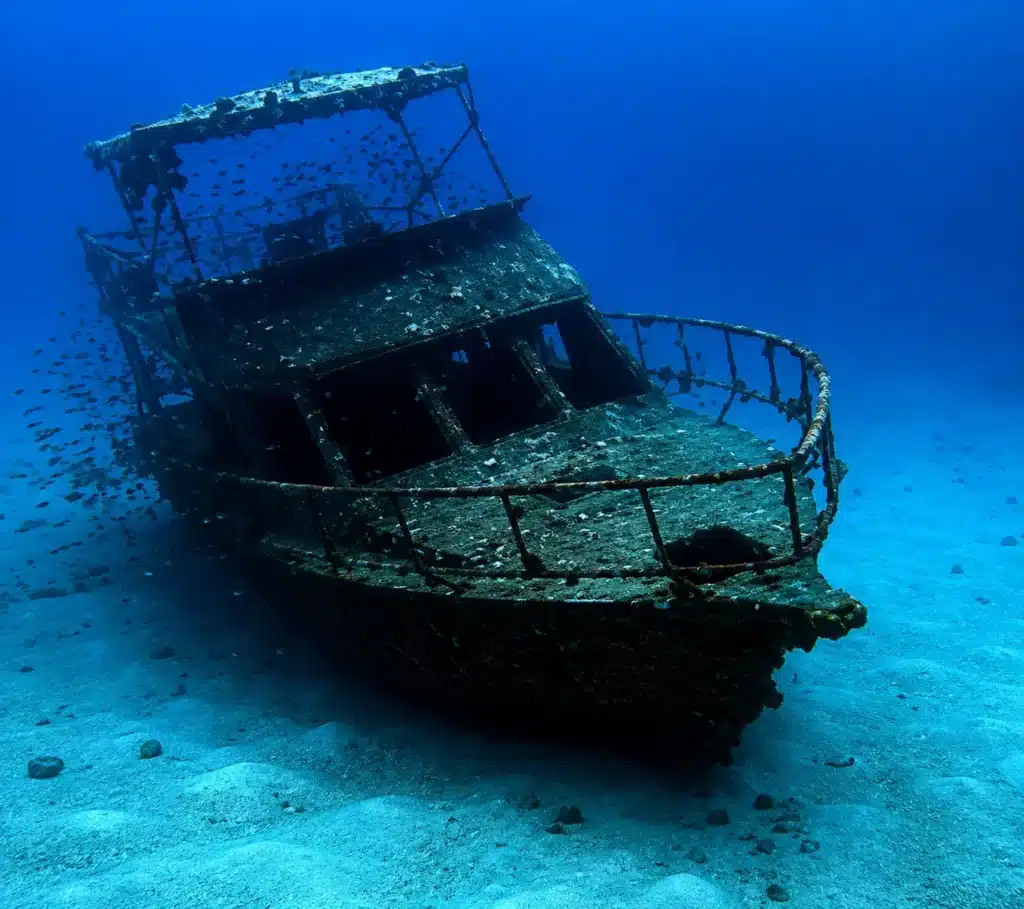 Épave Habagat Wreck à Panglao, bateau coulé devenu un récif artificiel riche en vie marine aux Philippines.